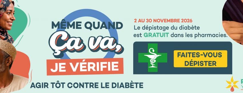 Même quand ça va, je vérifie : dépistage gratuit du diabète dans les pharmacies de Mayotte du 2 au 30 novembre 2026