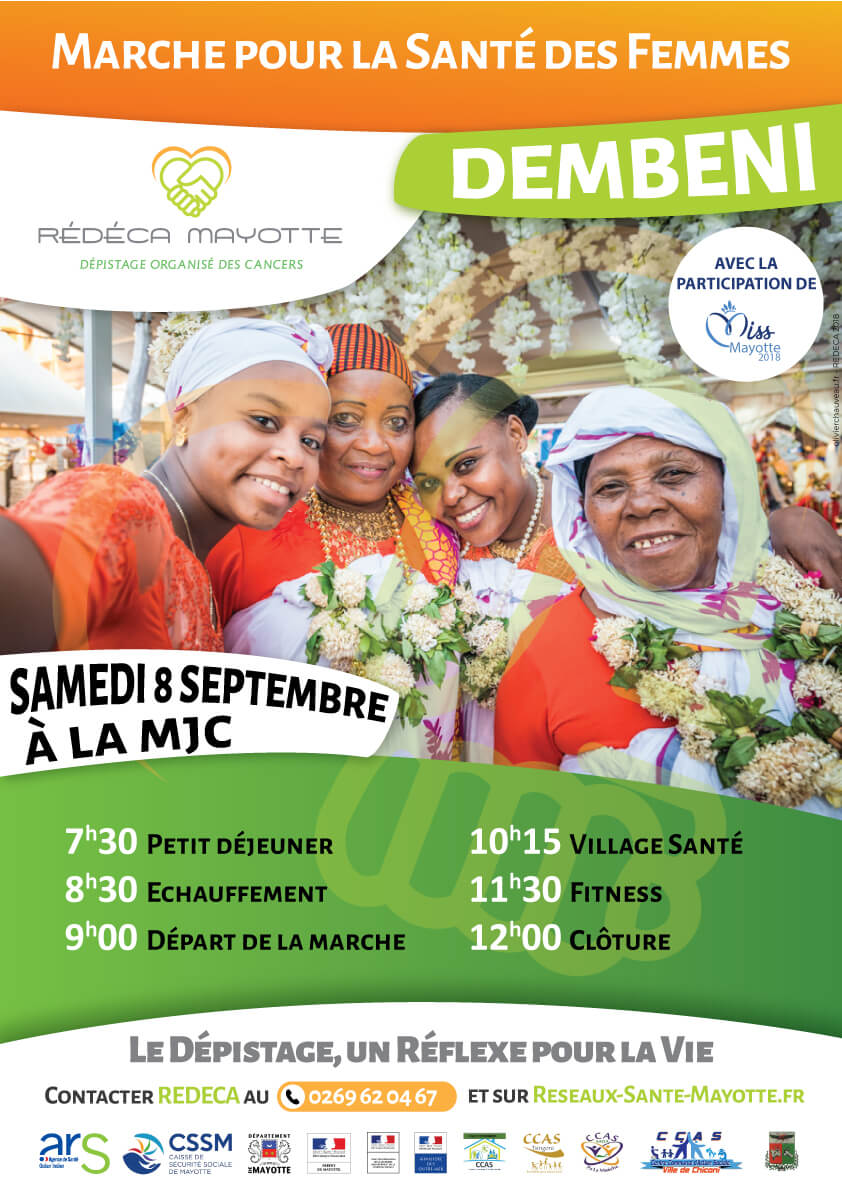 Affiche Marche pour la Santé des Femmes Dembeni 08/09/18 REDECA