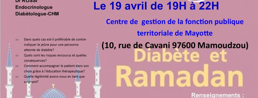 Soirée d'échanges "Diabète et Ramadan" le 19 avril dès 19H