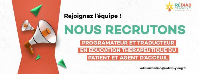 RéDiab Ylang recrute un·e Programmateur·rice et Traducteur·rice en Éducation Thérapeutique du Patient.