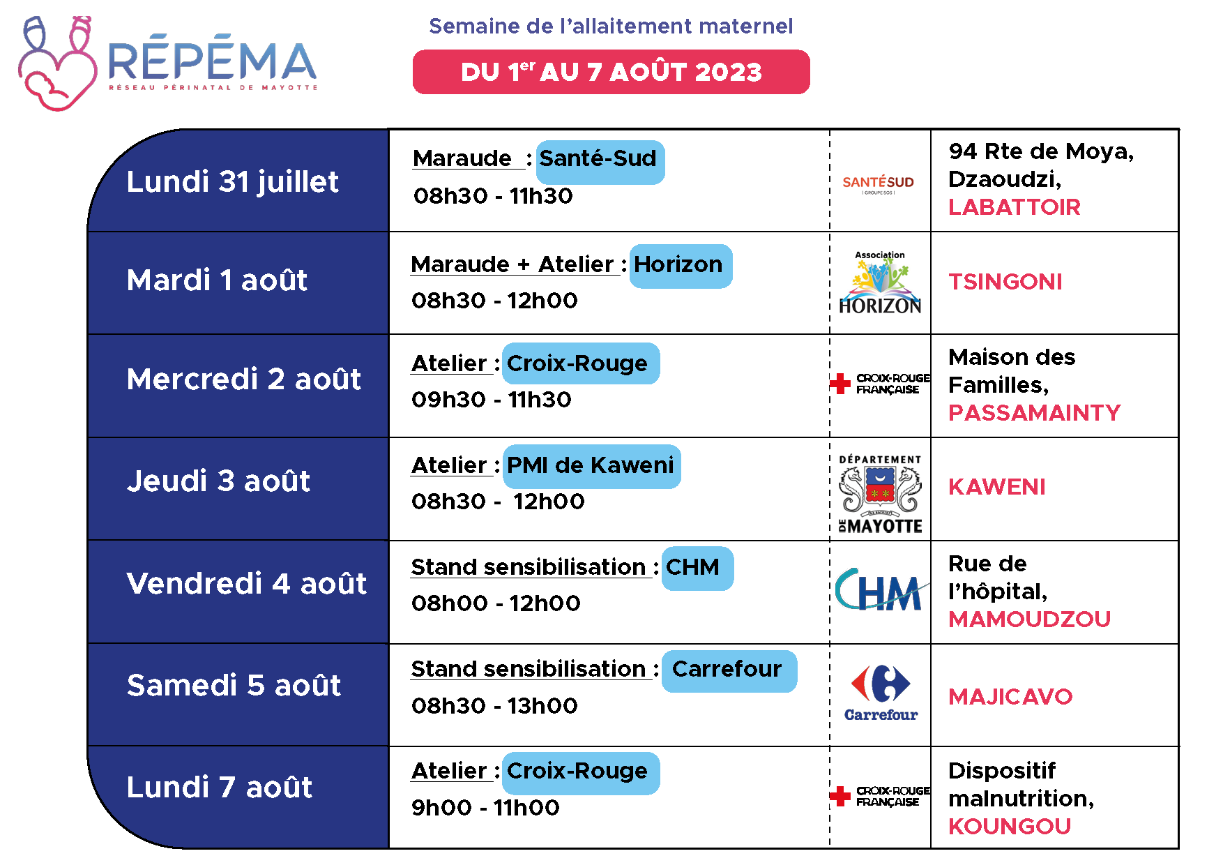 Programme Semaine de l'Allaitement Maternel 2023 Programme Semaine de l'Allaitement Maternel 2023